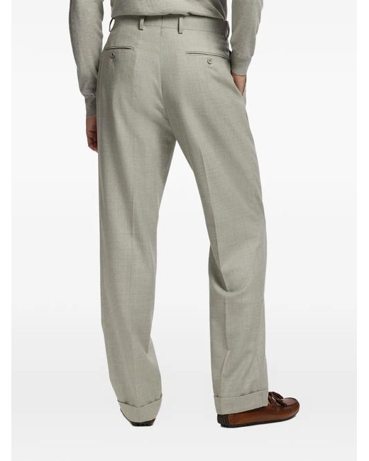 Ralph Lauren Gray Gregory Double-Pleated Wool Trousers for men