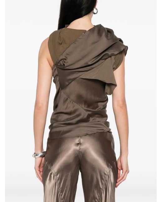Entire studios Brown Asymmetric-Neck Top