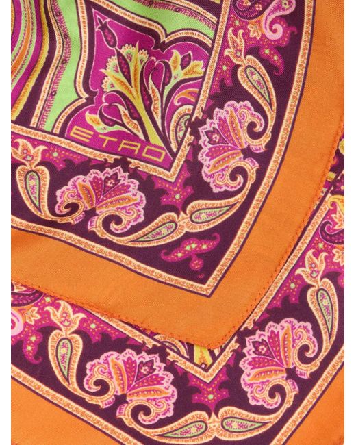 Etro Red Carré De Poche En Soie for men