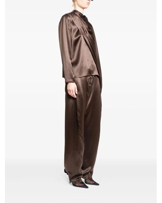 Magda Butrym Natural Draped Silk Blouse