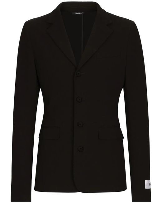 Dolce & Gabbana Black Single-Breasted Cotton-Blend Blazer for men
