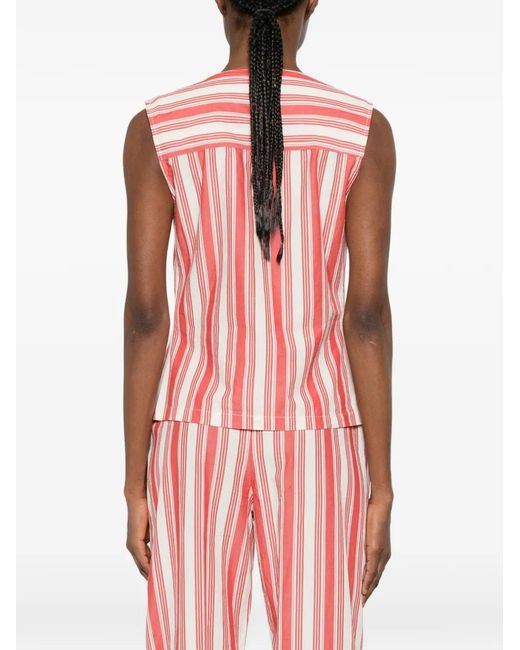 Stine Goya Pink Striped Tie-Front Top