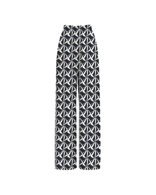 Diarrablu White Geometric-Print Trousers