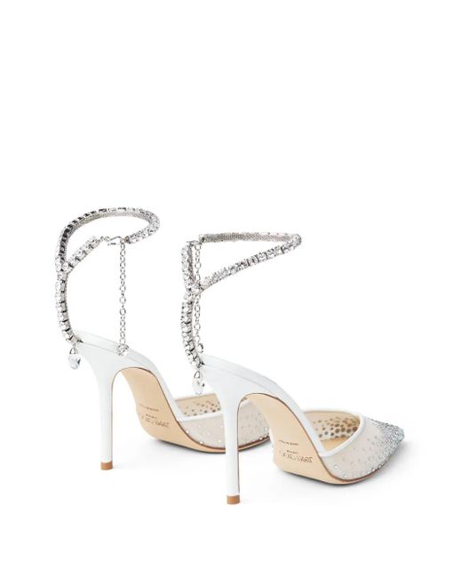 Décolleté Saeda 100 Con Cristalli di Jimmy Choo in White
