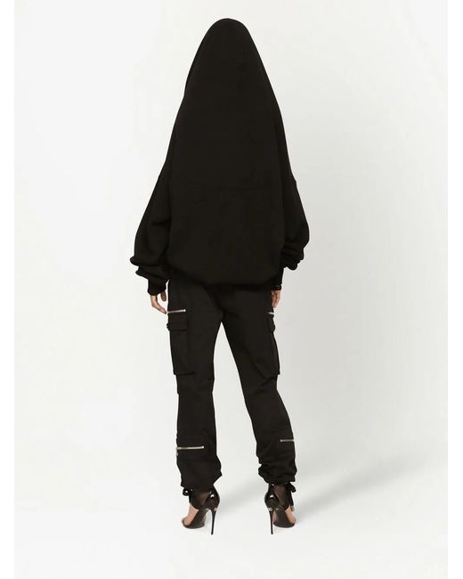 Dolce & Gabbana Black Logo-Plaque Oversized Hoodie