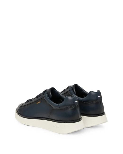 Boss Blue Logo-Print Sneakers for men