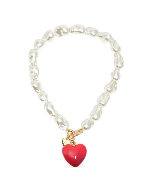 Bimba Y Lola White Heart Pearl Necklace