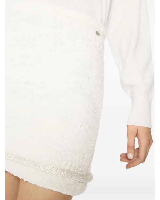 Falda corta de tweed Genny de color White