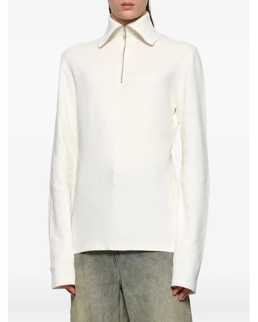 Entire studios White Zip-Up Turtle-Neck Sweater for men