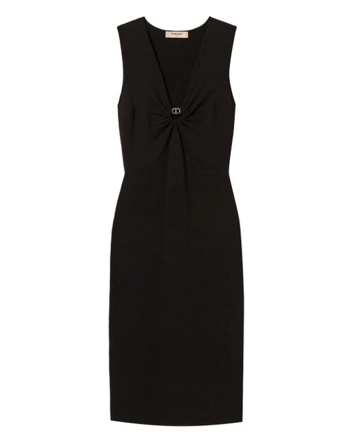 Abito Smanicato Con Scollo A V di Twinset in Black