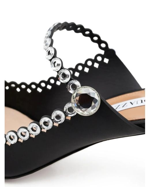 Aquazzura Black 80Mm Carnaval Pointed Strap Mules