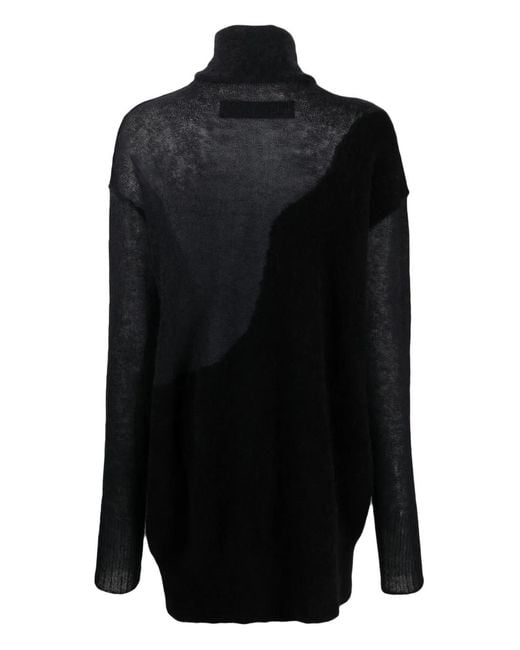 Isabel Benenato Black Roll-Neck Knit Top