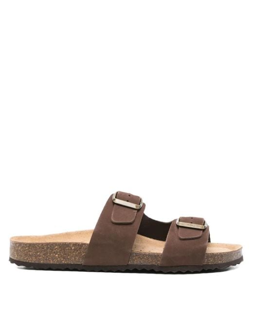 Slippers Brionia Con Doppia Fibbia di Geox in Brown