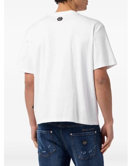 Philipp Plein White Eagle Crew-Neck T-Shirt for men