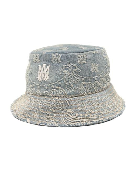 Sombrero de pescador con bordado de bandana Amiri de hombre de color Gray