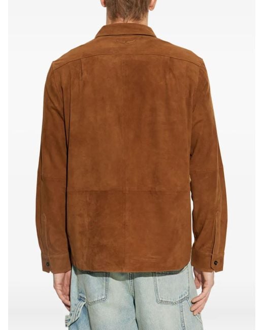 Zadig & Voltaire Brown Sergy Suede Leather Shirt for men