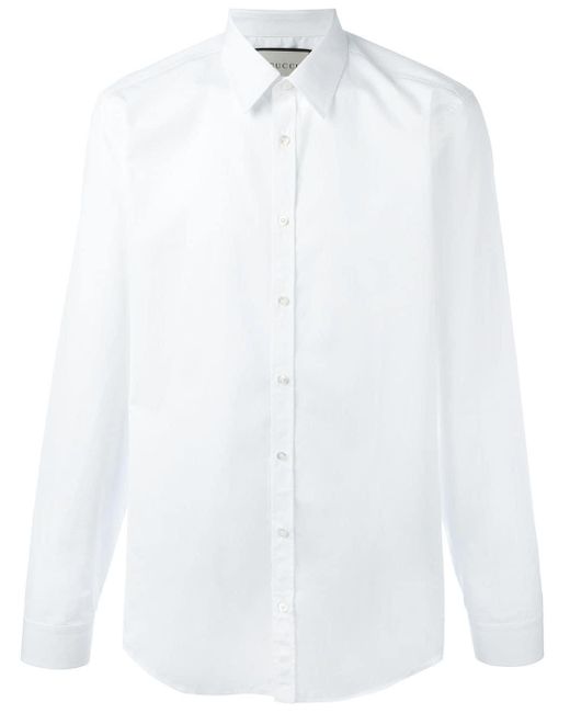 Gucci White Cotton Poplin Shirt for men