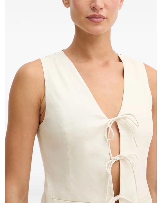 Sisley Red Tie-Fastening V-Neck Sleeveless Top