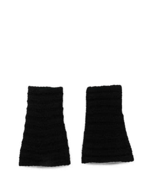 Lisa Yang Black Zarie Ribbed-Knit Fingerless Gloves