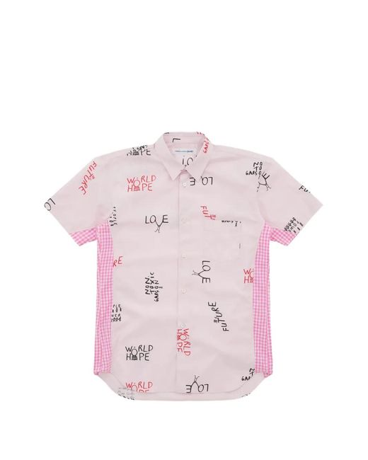 Comme des Garçons Pink Text-Print Shirt for men