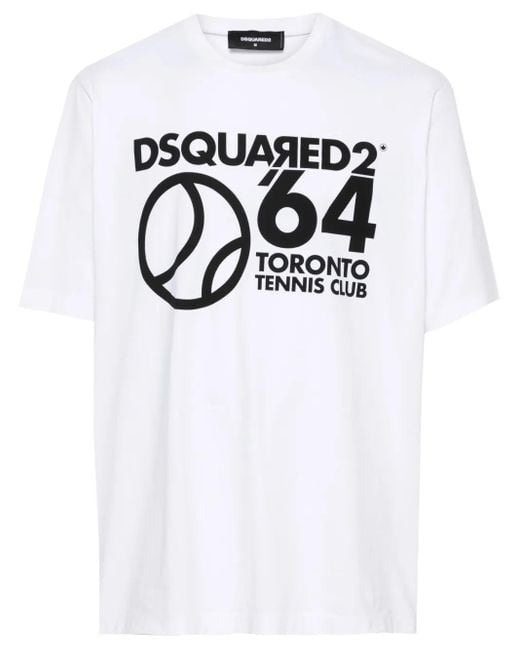 DSquared² White Logo-Print Cotton T-Shirt for men