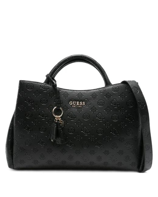 Guess Black Phoebe 4G Peony Logo-Plaque Tote Bag