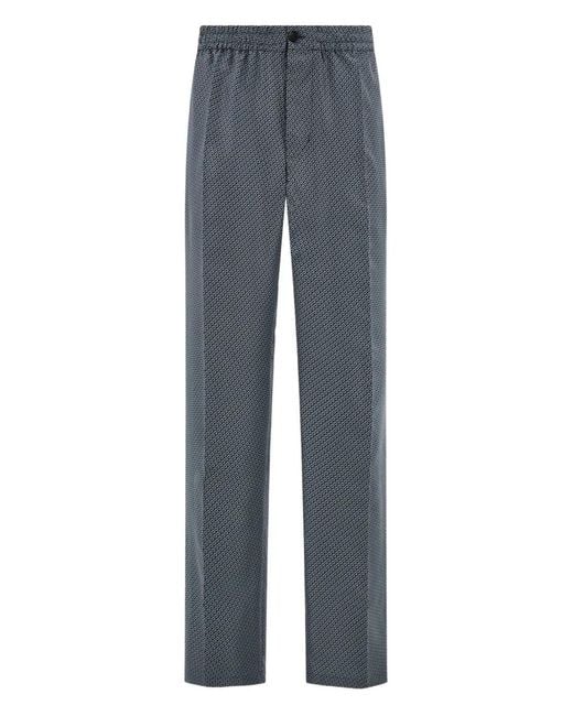 Ferragamo Blue Patterned Trousers for men