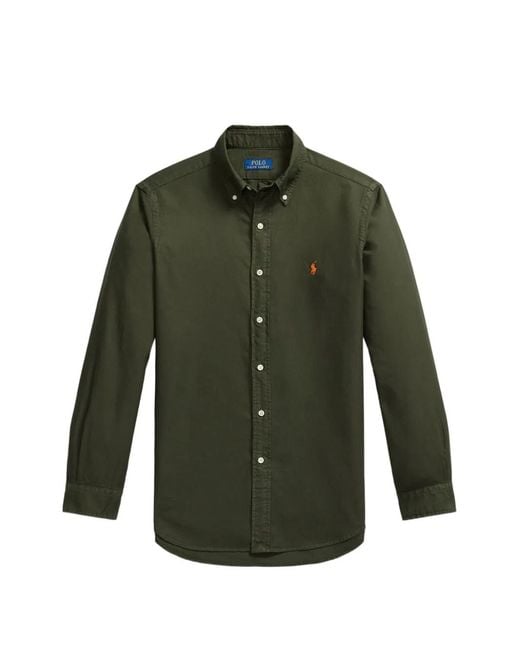 Polo Ralph Lauren Green Logo-Embroidered Button-Down Shirt for men