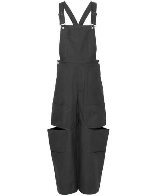 Gucci Black Logo-Appliqué Cotton Dungarees for men