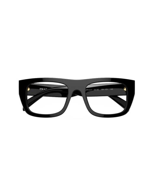 Prada Black Matte Rectangle-Frame Glasses
