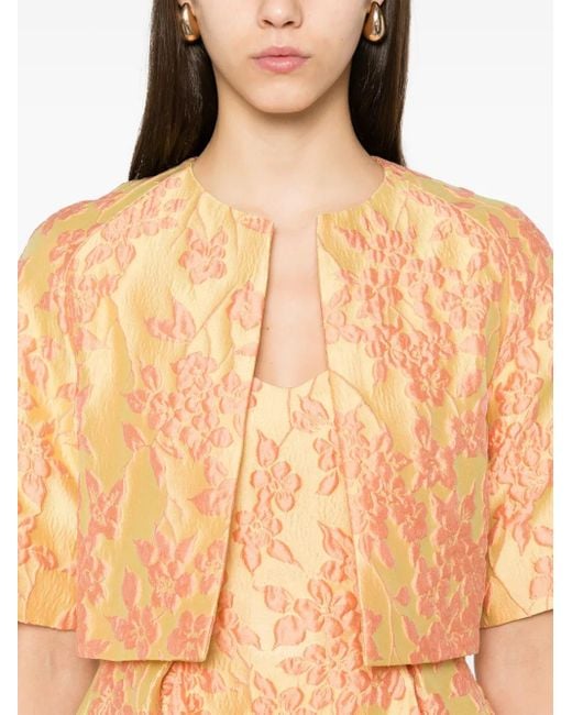 Veste Crop À Fleurs En Jacquard Talbot Runhof en coloris Orange