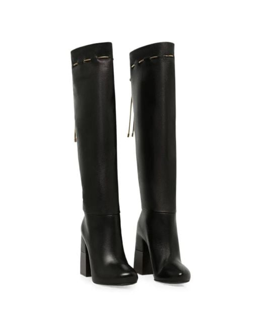 Lanvin Black Drawstring Knee-High Boots