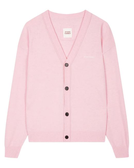 Cardigan Con Scollo A V di Studio Tomboy X in Pink