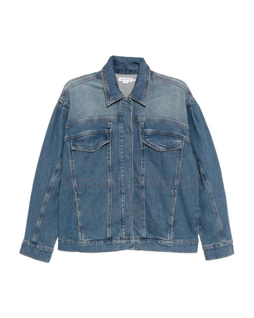 GOOD AMERICAN Blue Barrel-Sleeve Denim Jacket