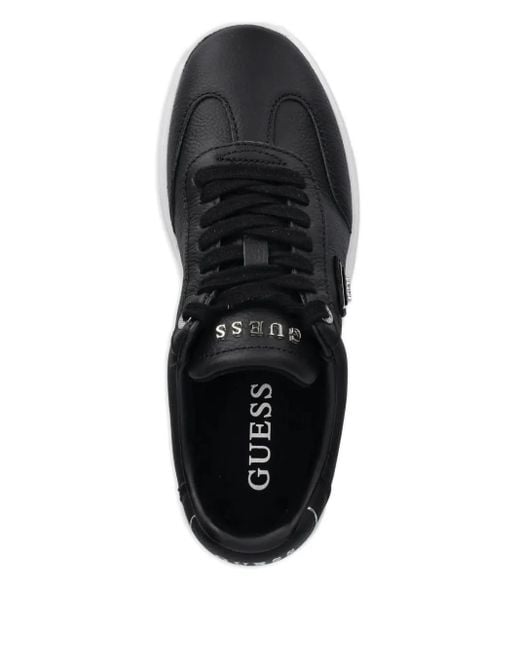 Guess Black Leather Triangle-Logo Sneakers