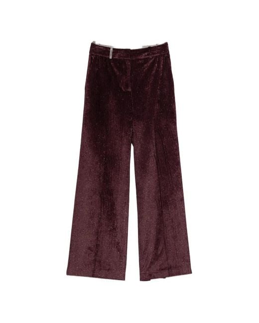 Peserico Purple Glitter-Effect Corduroy Straight Trousers
