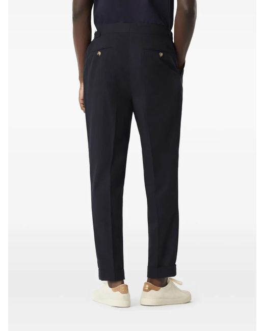 Brunello Cucinelli Blue Cotton Twill Trousers for men