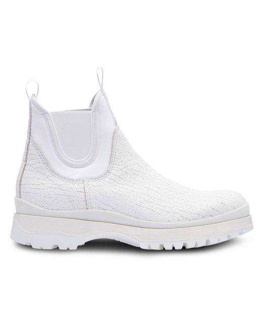 Prada White Crackle Ankle Boots for men