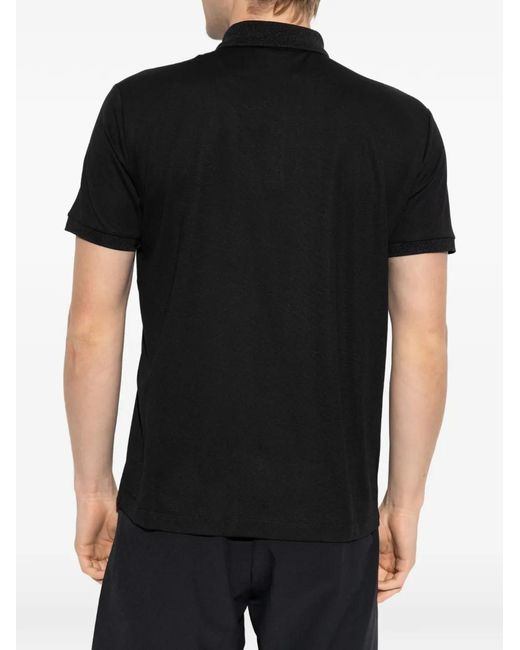 EA7 Black Button Logo Polo Shirt for men
