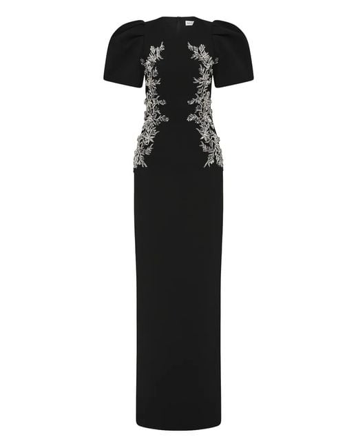Rebecca Vallance Black Zephyr Puff-Sleeve Maxi Dress