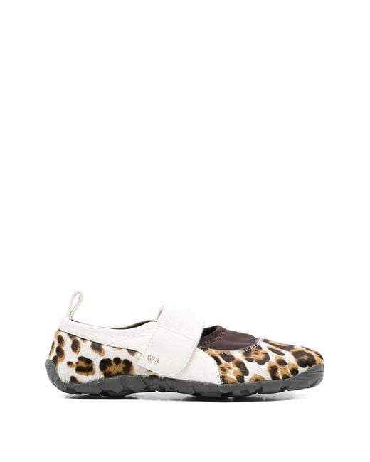 Wales Bonner White Jewel Animal-Print Strap Ballet Flats