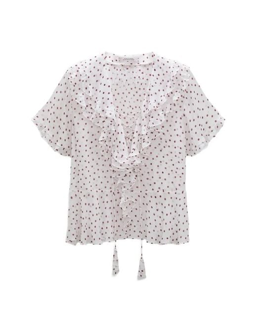 Dorothee Schumacher White Dancing Dot Ruffled Blouse