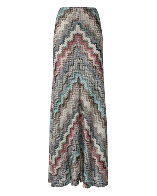 Missoni Gray Zigzag Pattern Maxi Skirt
