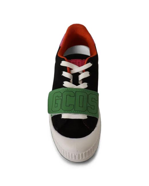 Gcds Green Logo-Strap Suede Sneakers