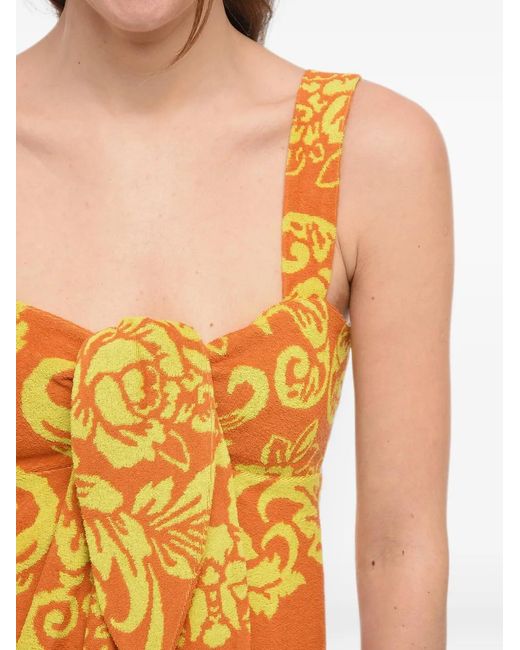 ALÉMAIS Metallic Alby Floral-Print Midi Dress