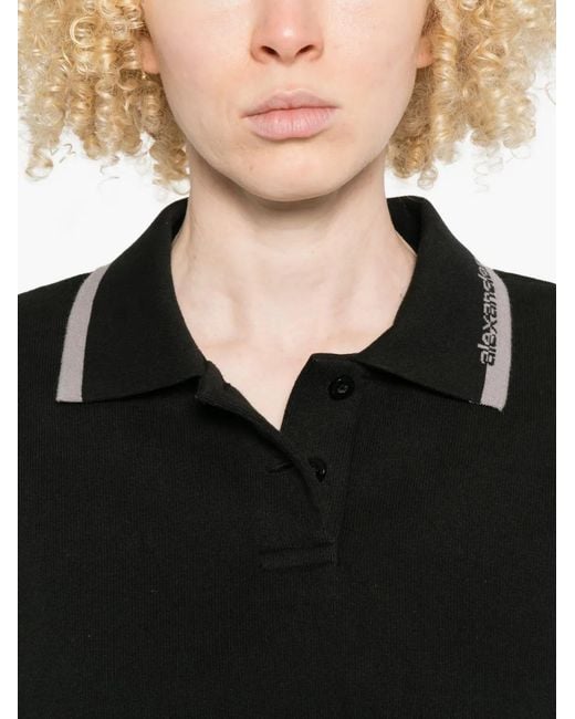 Alexander Wang Cropped Polotop in het Black