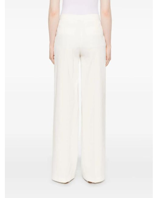 Pinko White Wide-Leg Trousers With Concealed Fastening