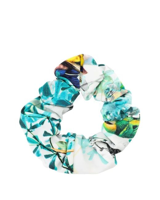 Lygia & Nanny Blue Botanical-Print Scrunchie