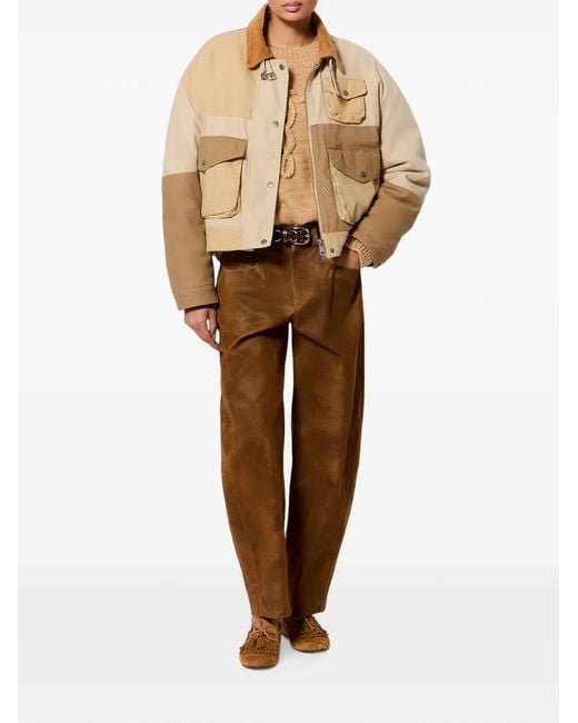 Isabel Marant Natural Patchwork Corduroy-Collar Jacket
