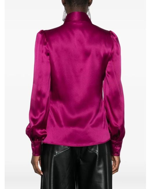 Balenciaga Pink Puffed-Shoulder Silk Shirt